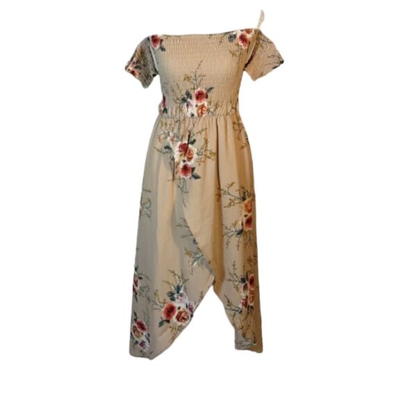 Boho Chic Smocked Floral High Low Dress - Picture 2 of 8